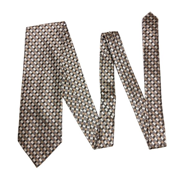 Gior Gio Brutini Silk Tie Men’s 61” Black Metallic Geometric Art Deco Wide New - Picture 2 of 4
